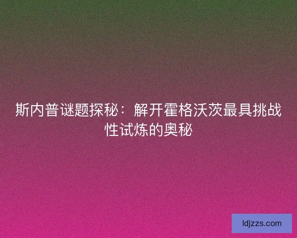 斯内普谜题探秘：解开霍格沃茨最具挑战性试炼的奥秘