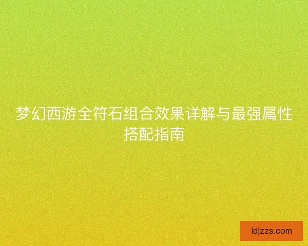 梦幻西游全符石组合效果详解与最强属性搭配指南 梦幻西游全符石组合效果详解与最强属性搭配指南