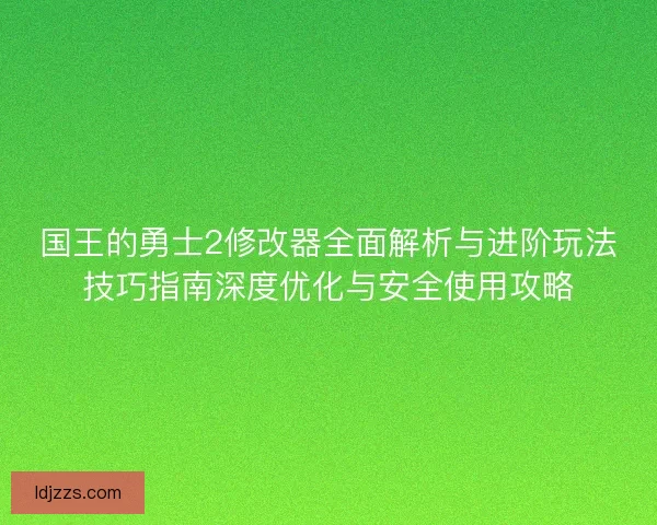 国王的勇士2修改器全面解析与进阶玩法技巧指南深度优化与安全使用攻略
