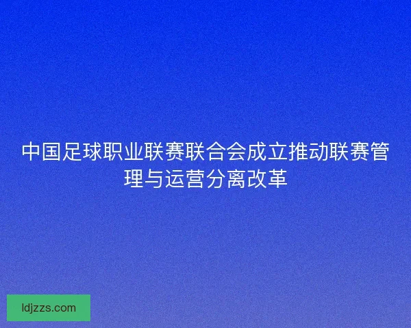 中国足球职业联赛联合会成立推动联赛管理与运营分离改革