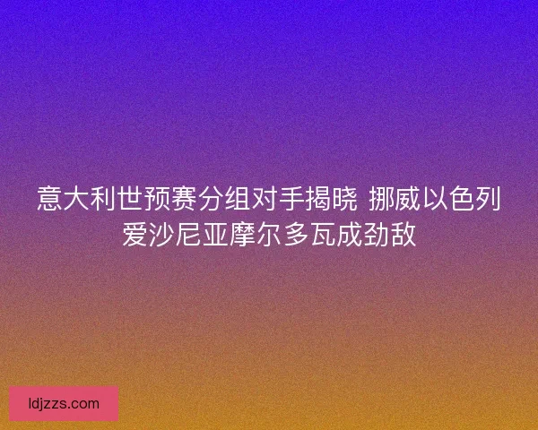 意大利世预赛分组对手揭晓 挪威以色列爱沙尼亚摩尔多瓦成劲敌